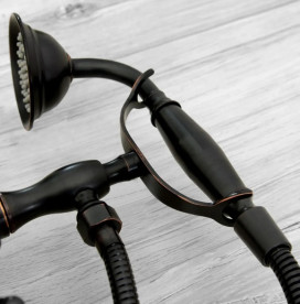 Смеситель для ванной Rea Retro двухвентильный с душевым гарнитуром черный REA-B0224