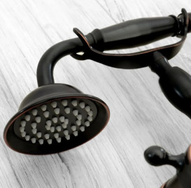 Смеситель для ванной Rea Retro двухвентильный с душевым гарнитуром черный REA-B0224