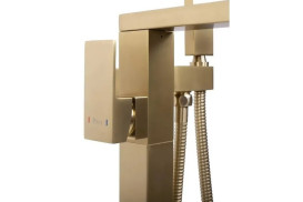 Смеситель для ванной Rea Tery напольный с душевым гарнитуром матовое золото REA-B5307