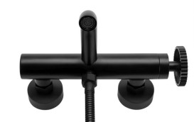 Смеситель для ванной Rea Vertigo одновентильный с душевым гарнитуром черный REA-B9669