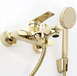 Смеситель для ванной Rea Viral однорычажный с душевым гарнитуром золото REA-B2024