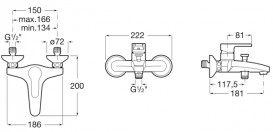 Смеситель для ванной Roca Arola однорычажный латунь хром A5A026AC0K