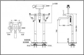 Смеситель для ванной TOTO Classic напольный с душевой лейкой двухрычажный золото DM209CF
