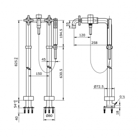 Змішувач для ванни TOTO Freestanding підлоговий двухвентильний хром TX445SECMV3BR
