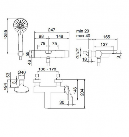 Змішувач для ванни Treemme Hask змішувач з ручним душем хром 6A00CC
