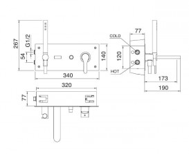 Змішувач для ванни Treemme Klab вбудований з ручним душем хром 2705СС10