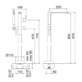 Змішувач для ванни Treemme Ran змішувач підлоговий хром 2203СС01