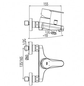 Змішувач для ванни Tres BM-Tres одноважільній настінний з душовою лійкою хром 01717002