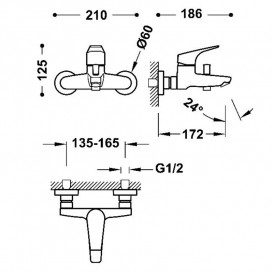 Змішувач для ванної Tres Canigo одноважільний хром 21727001