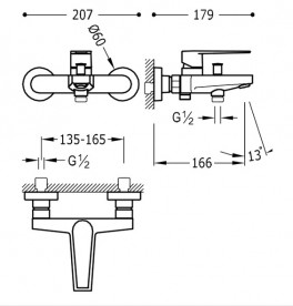 Змішувач для ванни Tres Class-Tres одноважільній з душовою лійкою хром 20517001