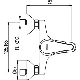 Смеситель для ванной Tres Eco-tres однорычажный с ручным душем хром 17017002