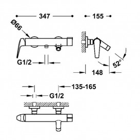 Смеситель для ванной Tres Fuji однорычажный с душевым гарнитуром матовый черный 28117001NM