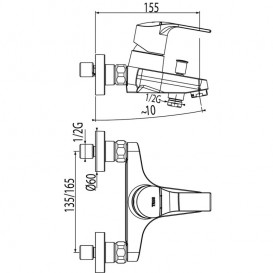 Смеситель для ванной Tres K-Tres однорычажный с ручным душем хром 06917002
