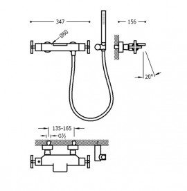 Термостат для ванни Tres Max-Tres двухвентильний з каскадним виливом хром 06317201
