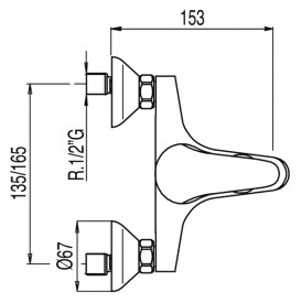 Змішувач для ванни Tres Monotres 2000 одноважільний з ручним душем хром 172370