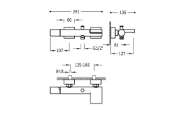 Смеситель для ванной Tres Project-Tres c ручной лейкой черный матовый 21117001NM