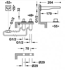 Смеситель для ванной Tres Slim-Tres двухвентильный хром 20223801