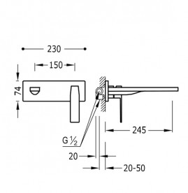 Змішувач для ванни Tres Slim-Tres одноважільний настінний хром 20220004