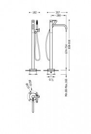 Змішувач для ванни Tres Study colors підлоговий з ручним душем білий матовий 26247001BM