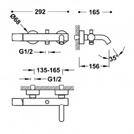 Змішувач для ванної кімнати Tres Study colors з душовим набором матове рожеве золото 26117001OPM
