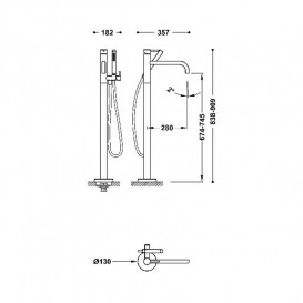 Змішувач для ванної кімнати Tres Study Exclusive підлоговий з душовим набором золото 26247005OR