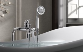 Смеситель для ванной Tres Tres-Сlasic однорычажный с напольным водозабором и ручным душем сталь 24219402AC