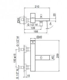 Змішувач для ванни Vema Lys одноважільний хром V25080B0010