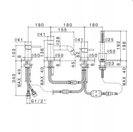 Змішувач для ванни Vema Maira на борт ванни з ручним душем чорний матовий V27150F0202