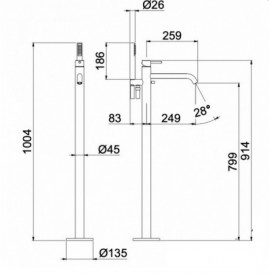 Смеситель для ванной Vema Maira напольный черный матовый V27190F0202