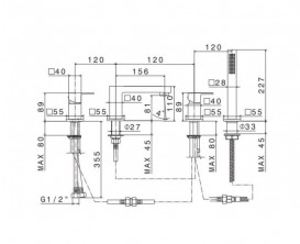 Змішувач для ванни Vema Tamesis на борт ванни з ручним душем хром V02150B0010