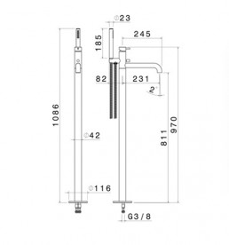Змішувач для ванни Vema Tiber steel підлоговий з ручним душем нержавіюча сталь V17190AC001