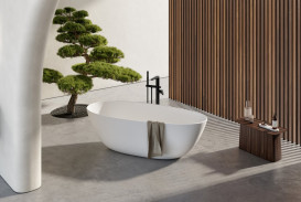 Змішувач для ванної кімнати Villeroy & Boch Antao підлоговий одноважільний матовий чорний TVT111004000K5