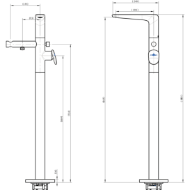 Змішувач для ванної кімнати Villeroy & Boch Antao підлоговий одноважільний матовий чорний TVT111004000K5
