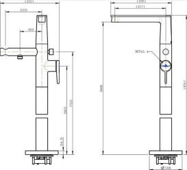 Смеситель для ванной Villeroy & Boch Conum напольный однорычажный матовый никель TVT12700400064