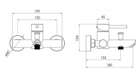 Смеситель для ванной Volle Cruze однорычажный золотой 1547.030115