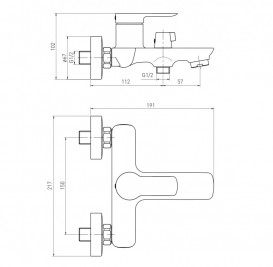 Смеситель для ванной Volle Libra однорычажный настенный хром 15202100