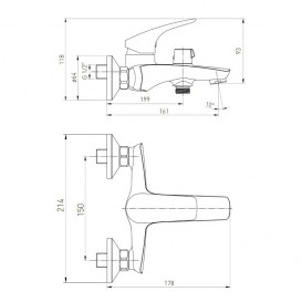 Змішувач для ванни Volle Orlando змішувач латунь хром 15192100