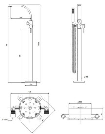 Смеситель для ванны Besco Decco III напольный с душевым гарнитуром матовое золото BW-DIII-ZS