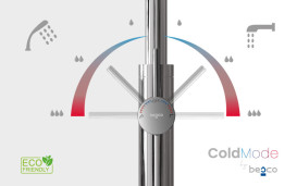 Смеситель для ванны Besco Veo 3.0 ColdMode напольный с душевым гарнитуром матовый никель BW-V3-NS