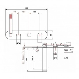 	Смеситель для ванной Bonomi Bonny настенный встраиваемый с переключателем и ручным душем хром 342320