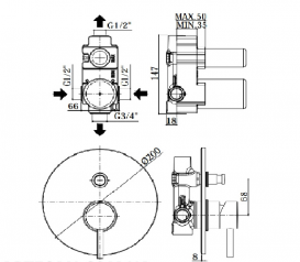 Смеситель для ванны/душа Paffoni Light (LIG 015 NO)