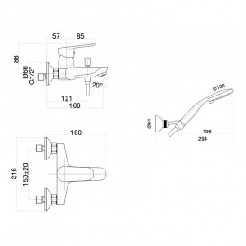Смеситель для ванны Fiore Kevon с ручным душем черный матовый 81NN8150