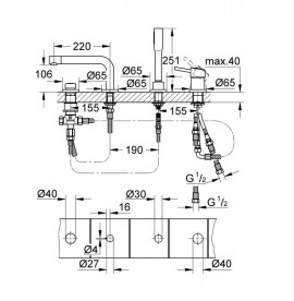 Змішувач для ванни Grohe Concetto New на 4 отвори з ручним душем і перемикачем хром 19576002