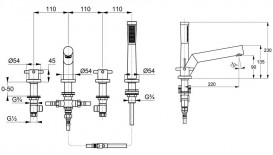 Смеситель для ванны и душа Kludi BOZZ двухвентильный хром 384240520
