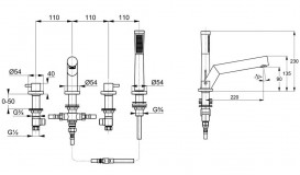 Змішувач для ванни і душа Kludi BOZZ Двохважеля хром 384240576