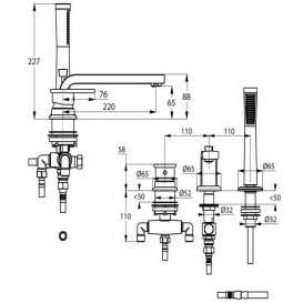 Змішувач для ванни Kludi E2 змішувач на 3 отвори 494470575