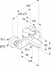 Смеситель для ванны и душа Kludi Pure&Easy однорычажный  белый 376819165