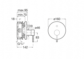 Змішувач для ванни і душа Roca Lanta змішувач (зовнішня частина) латунь хром A5A0B11C00