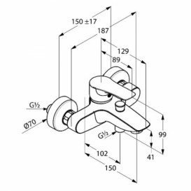 Змішувач для ванни Kludi Tercio змішувач хром 384820575