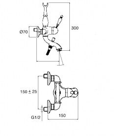 Смеситель для ванны настенный однорычажный RESP CAESAR хром 150.378.311 CR